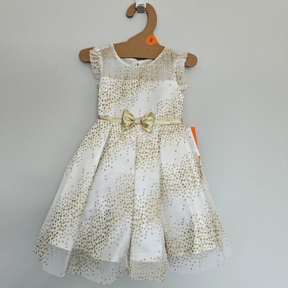 NWT Fancy Cream & Gold Toddler Dress - Size 2T - Picture 1 of 8